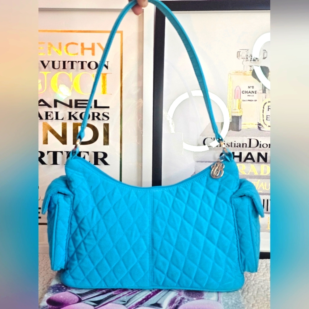 Vera Bradley Quilted Shoulder Bag in Bright Turquoise Blue